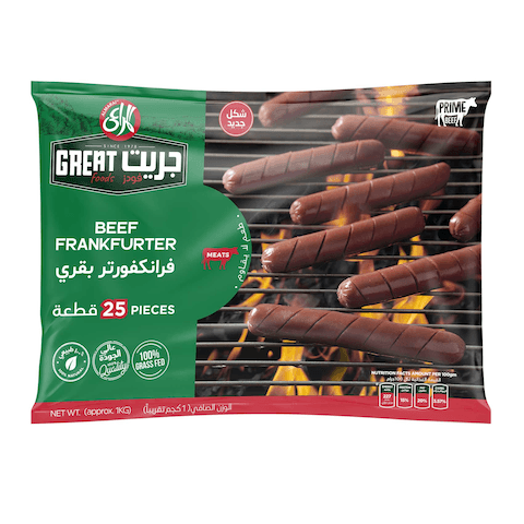 Great Foods Beef Frankfurter 900Gm 25 Pcs