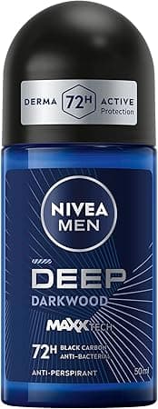 NIVEA MEN Antiperspirant Roll-on for Men, Dark Wood Scent, 50ml