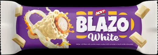 Blazo Wafer Roll Filled With Chocolate Cream Coated With White Chocolate