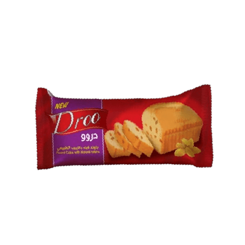 Droo pound cake with natural raisins