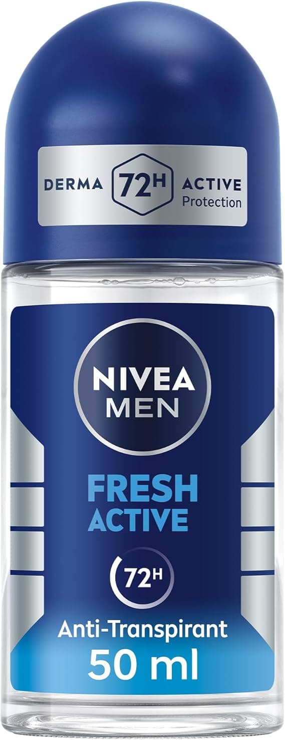 NIVEA MEN Fresh Active, Antibacterial Deodorant Roll-On 50ml for Men